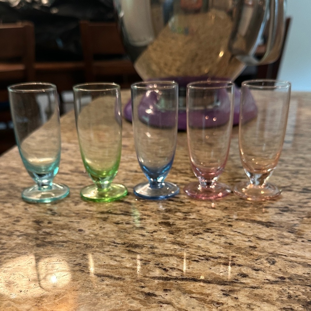 5 Colored Shot Glasses